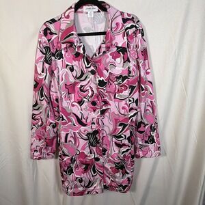 Judith Hart Collection Womens Large 16 Pink Black Abstract Button Jacket